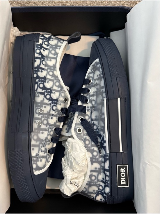 Dior Other - Dior Men’s Navy and White Transparent Oblique B23 Sneakers